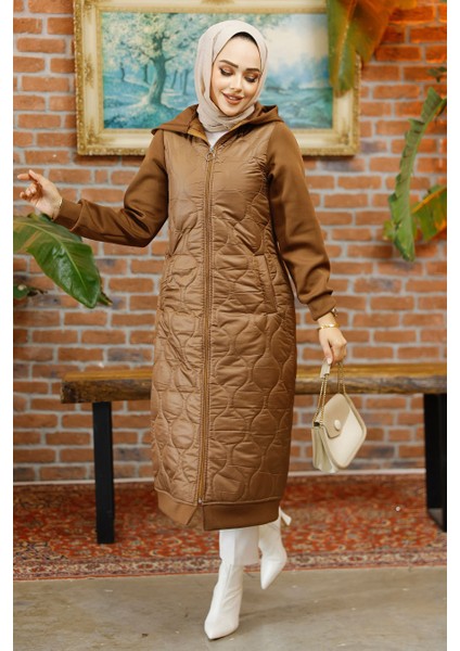 Kapitone Kahverengi Tesettür Kap 80291KH fiyatları