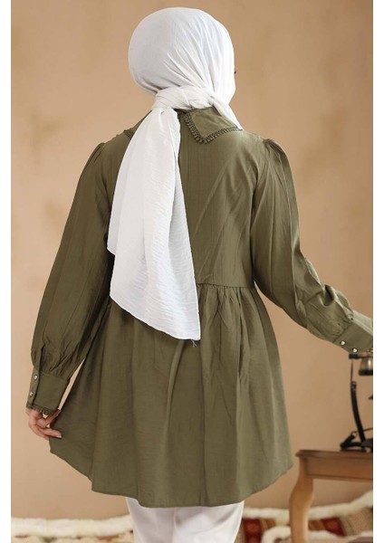 Bebe Yaka Haki Tesettür Tunik 40691HK fırsatları