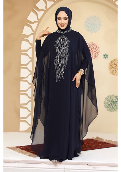 Panço Detaylı Lacivert Tesettür Abaya 25914L fiyatları