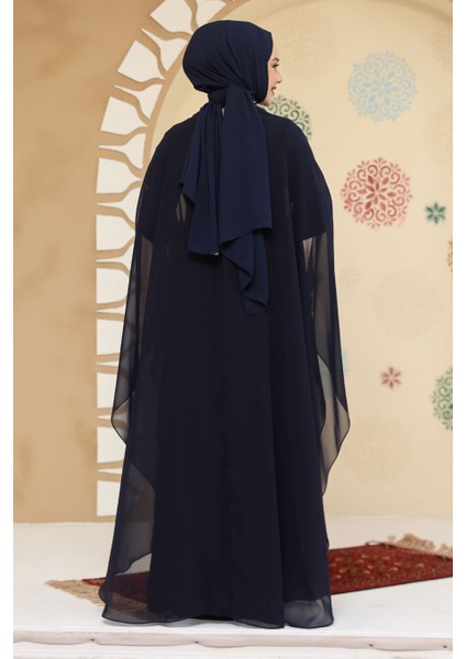 Panço Detaylı Lacivert Tesettür Abaya 25914L fırsatları