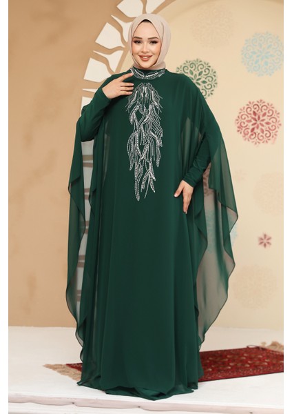 Panço Detaylı Yeşil Tesettür Abaya 25914Y modelleri