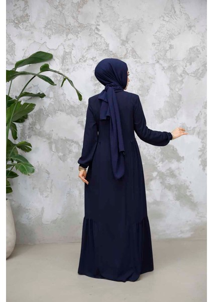 Fermuarlı Lacivert Tesettür Abaya 8133L fırsatları