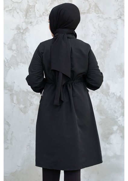 Düğmeli Siyah Tesettür Kap 91781S modelleri