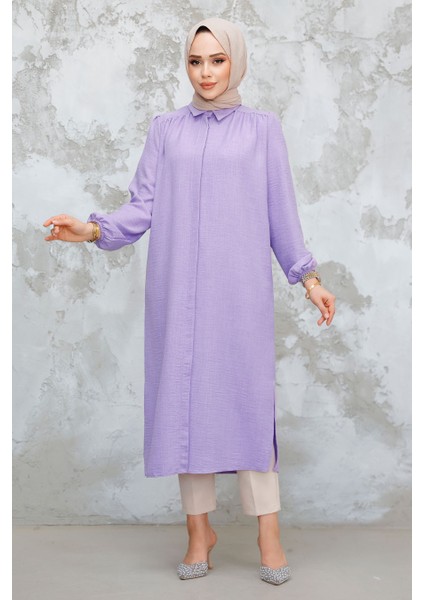 Düğmeli Lila Tesettür Tunik 41401LILA fiyatları