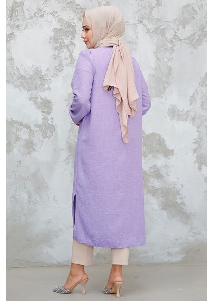 Düğmeli Lila Tesettür Tunik 41401LILA modelleri