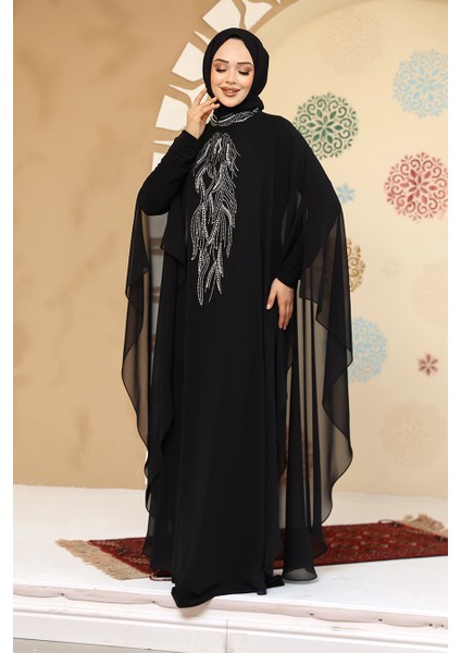 Panço Detaylı Siyah Tesettür Abaya 25914S fiyatları