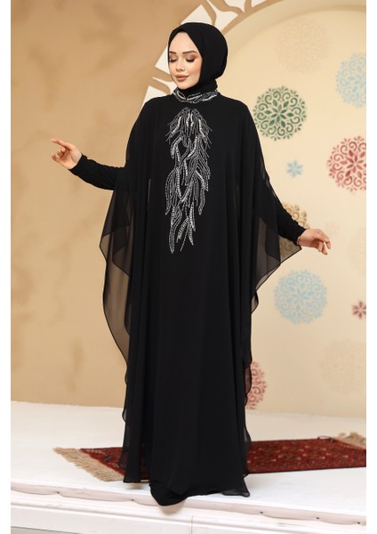 Panço Detaylı Siyah Tesettür Abaya 25914S modelleri