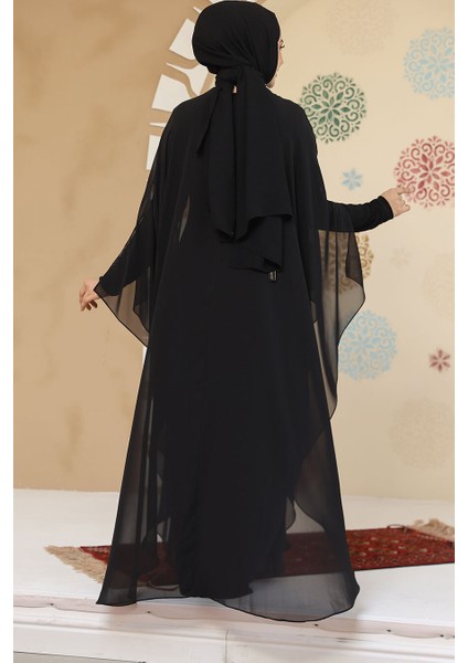 Panço Detaylı Siyah Tesettür Abaya 25914S fırsatları