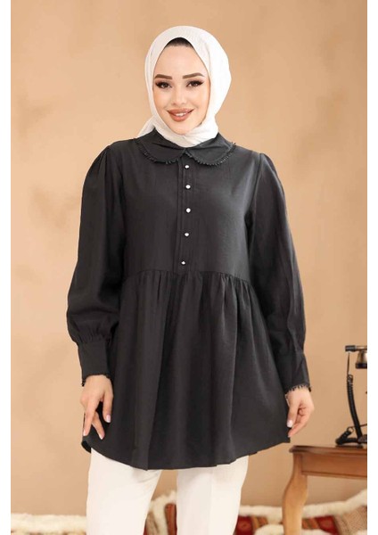 Bebe Yaka Siyah Tesettür Tunik 40691S fiyatları