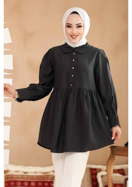 Bebe Yaka Siyah Tesettür Tunik 40691S modelleri