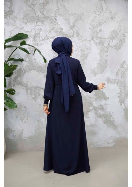 Fermuarlı Lacivert Tesettür Abaya 81291L fırsatları
