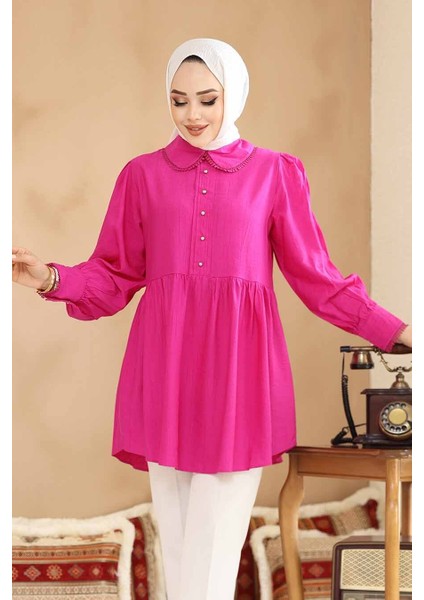 Bebe Yaka Fuşya Tesettür Tunik 40691FU modelleri