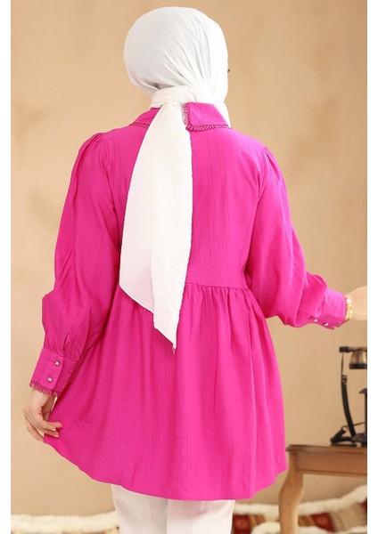 Bebe Yaka Fuşya Tesettür Tunik 40691FU fırsatları