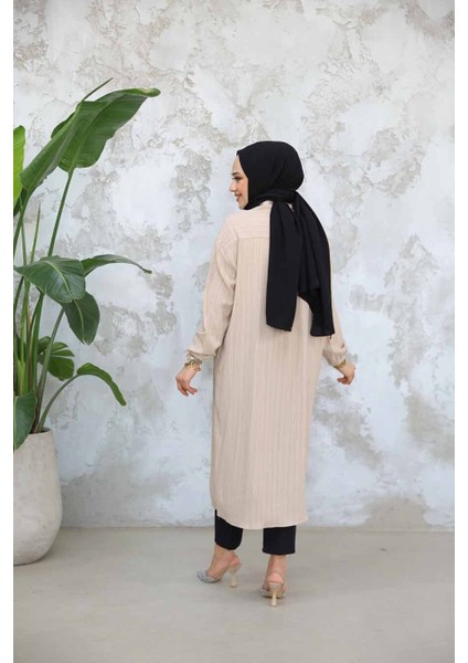 Düğmeli Bej Tesettür Tunik 45071BEJ fırsatları