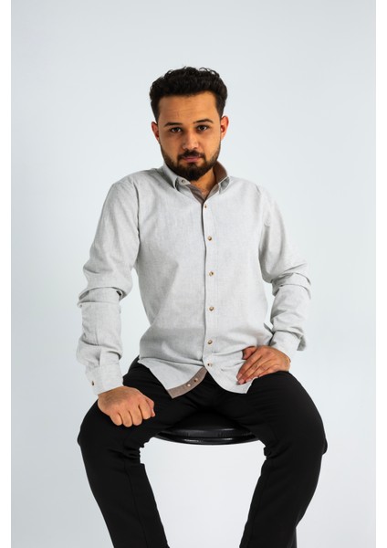 Jakamen Erkek Pamuklu Gömlek Gri