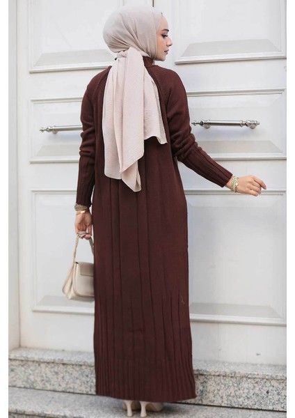Kahverengi Tesettür Triko Elbise 31230KH fırsatları