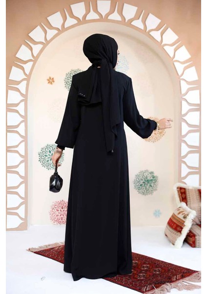 Fermuarlı Siyah Tesettür Abaya 8104S modelleri