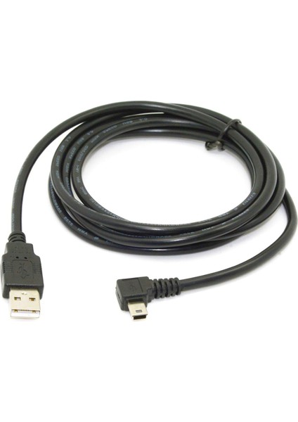 1.8m Mini USB B Tipi 5pin Erkek 90 Derece Sol Açılı USB 2.0 Erkek Veri Kablosu Siyah Renk (Yurt Dışından)