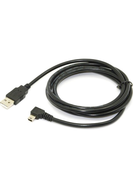 1.8m Mini USB B Tipi 5pin Erkek 90 Derece Sol Açılı USB 2.0 Erkek Veri Kablosu Siyah Renk (Yurt Dışından)