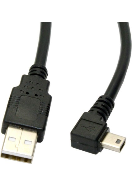 1.8m Mini USB B Tipi 5pin Erkek 90 Derece Sol Açılı USB 2.0 Erkek Veri Kablosu Siyah Renk (Yurt Dışından)