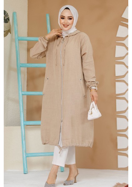Fermuarlı Bej Tesettür Kap 70792BEJ modelleri