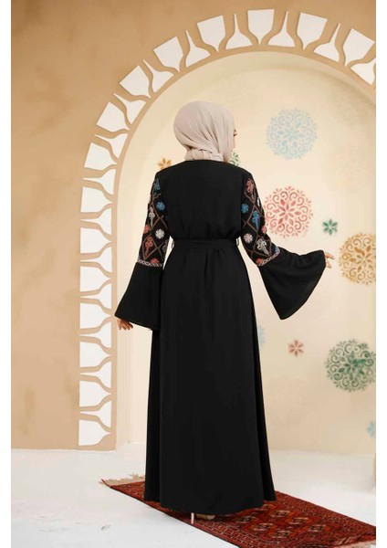 Desenli Siyah Tesettür Abaya 90311S indirimleri
