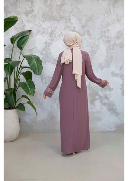 Desen Detaylı Gül Kurusu Tesettür Ferace 29112GK fırsatları