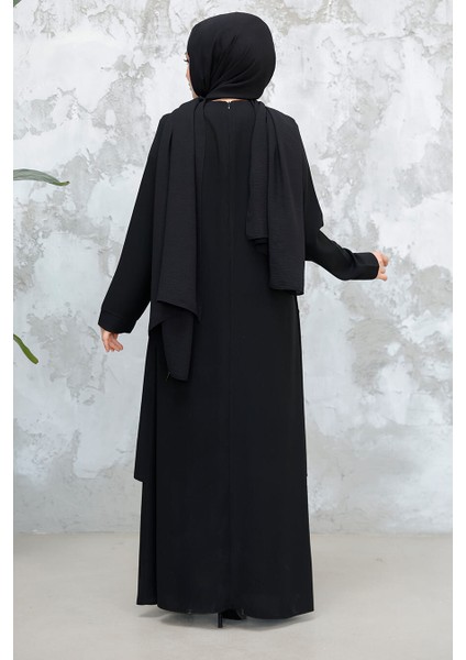 Boncuk Işlemeli Siyah Tesettür Abaya 29121S fırsatları