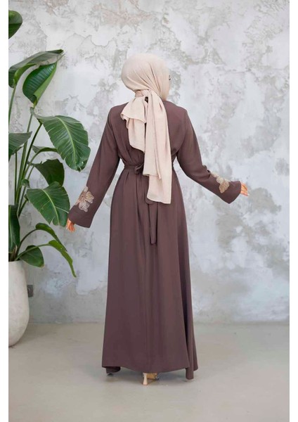 Nakış Işlemeli Kahverengi Tesettür Ferace 29124KH fırsatları