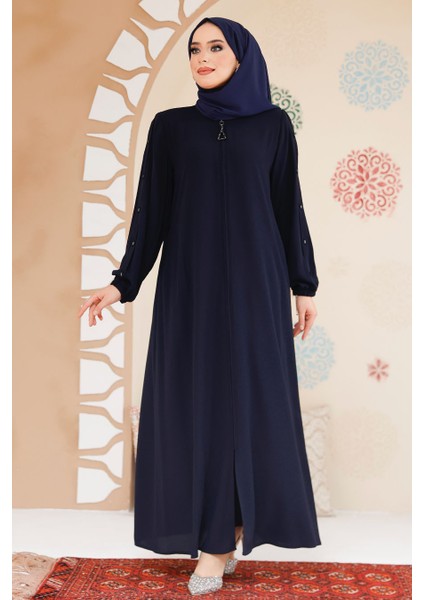 Kolları Düğme Detaylı Koyu Lacivert Tesettür Ferace 45292KL indirimleri