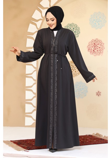 Fermuarlı Antrasit Tesettür Abaya 45297ANT