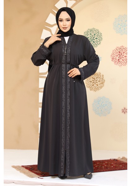 Fermuarlı Antrasit Tesettür Abaya 45297ANT