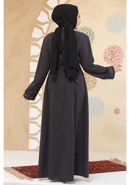 Fermuarlı Antrasit Tesettür Abaya 45297ANT