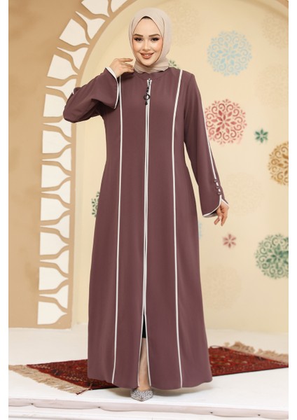 Biyeli Gül Kurusu Tesettür Abaya 45300GK