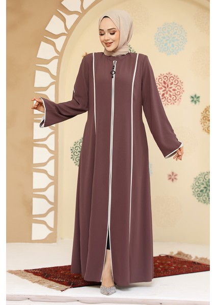Biyeli Gül Kurusu Tesettür Abaya 45300GK