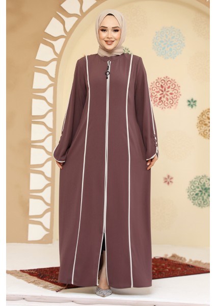 Biyeli Gül Kurusu Tesettür Abaya 45300GK