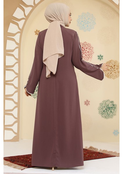 Biyeli Gül Kurusu Tesettür Abaya 45300GK