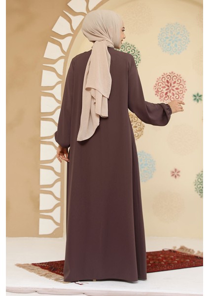 Fermuarlı Vizon Tesettür Abaya 45295V