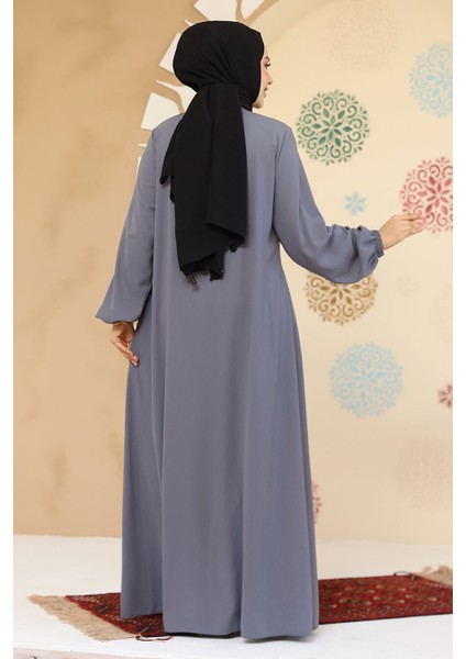 Fermuarlı Gri Tesettür Abaya 45295GR modelleri