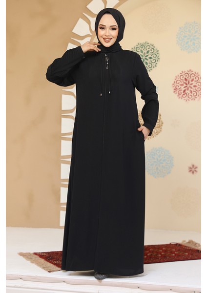 Fermuarlı Siyah Tesettür Abaya 45298S modelleri