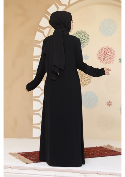 Fermuarlı Siyah Tesettür Abaya 45298S fırsatları