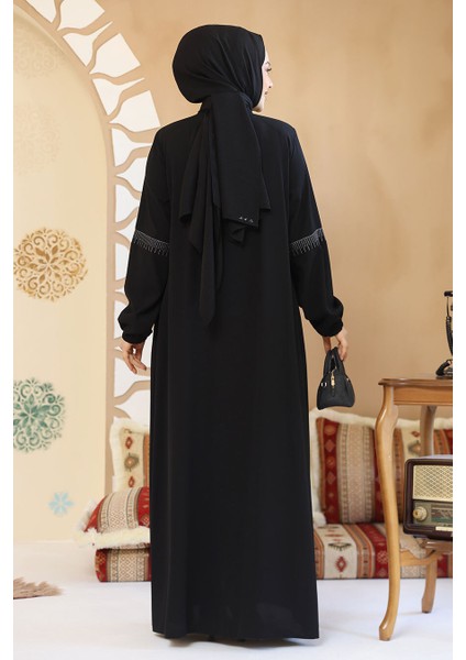 Fermuarlı Siyah Tesettür Abaya 45299S