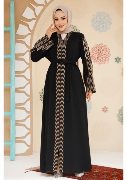 Nakış Işlemeli Siyah Tesettür Abaya 29114S fiyatları