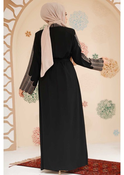 Nakış Işlemeli Siyah Tesettür Abaya 29114S modelleri