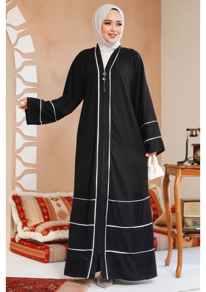 Fermuarlı Siyah Tesettür Abaya 41567S fiyatları