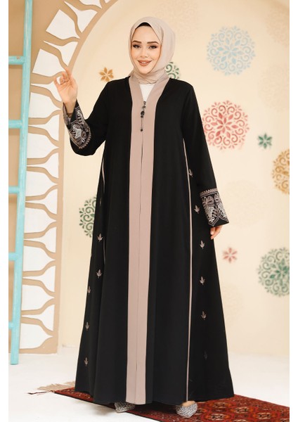 Fermuarlı Siyah Tesettür Abaya 41568S fiyatları