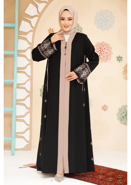 Fermuarlı Siyah Tesettür Abaya 41568S modelleri