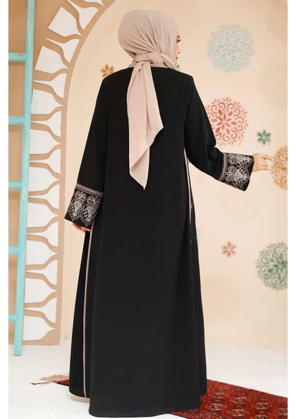 Fermuarlı Siyah Tesettür Abaya 41568S fırsatları