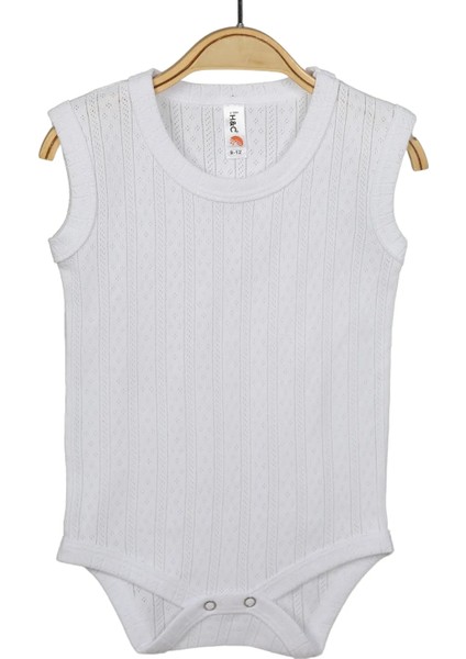 Bebek Pamuklu Atlet Body Jakarlı Çizgili Bej Unisex