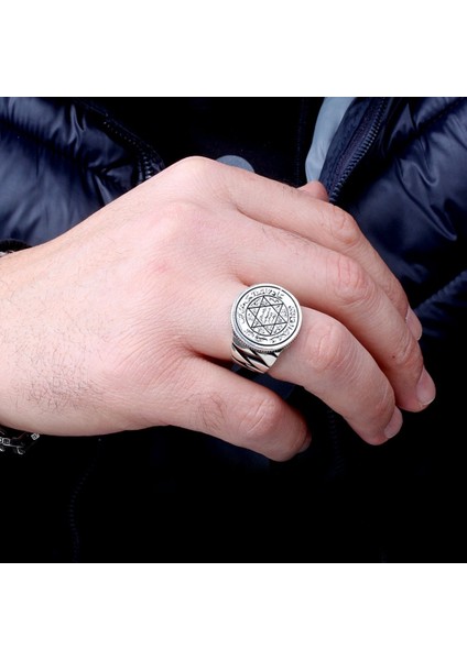 Hz Süleyman Mührü Davut Yıldızı 925 Ayar Gümüş Erkek Yüzük fiyatları